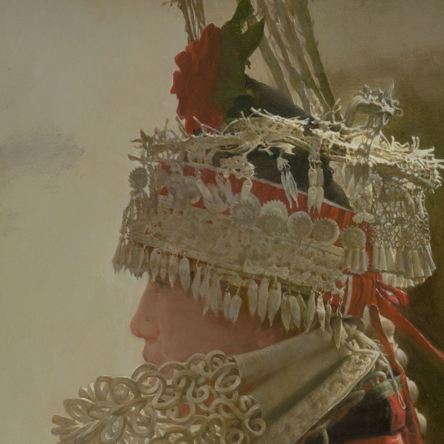 Woman in Silver Headdress | Original Oil Portrait Painting