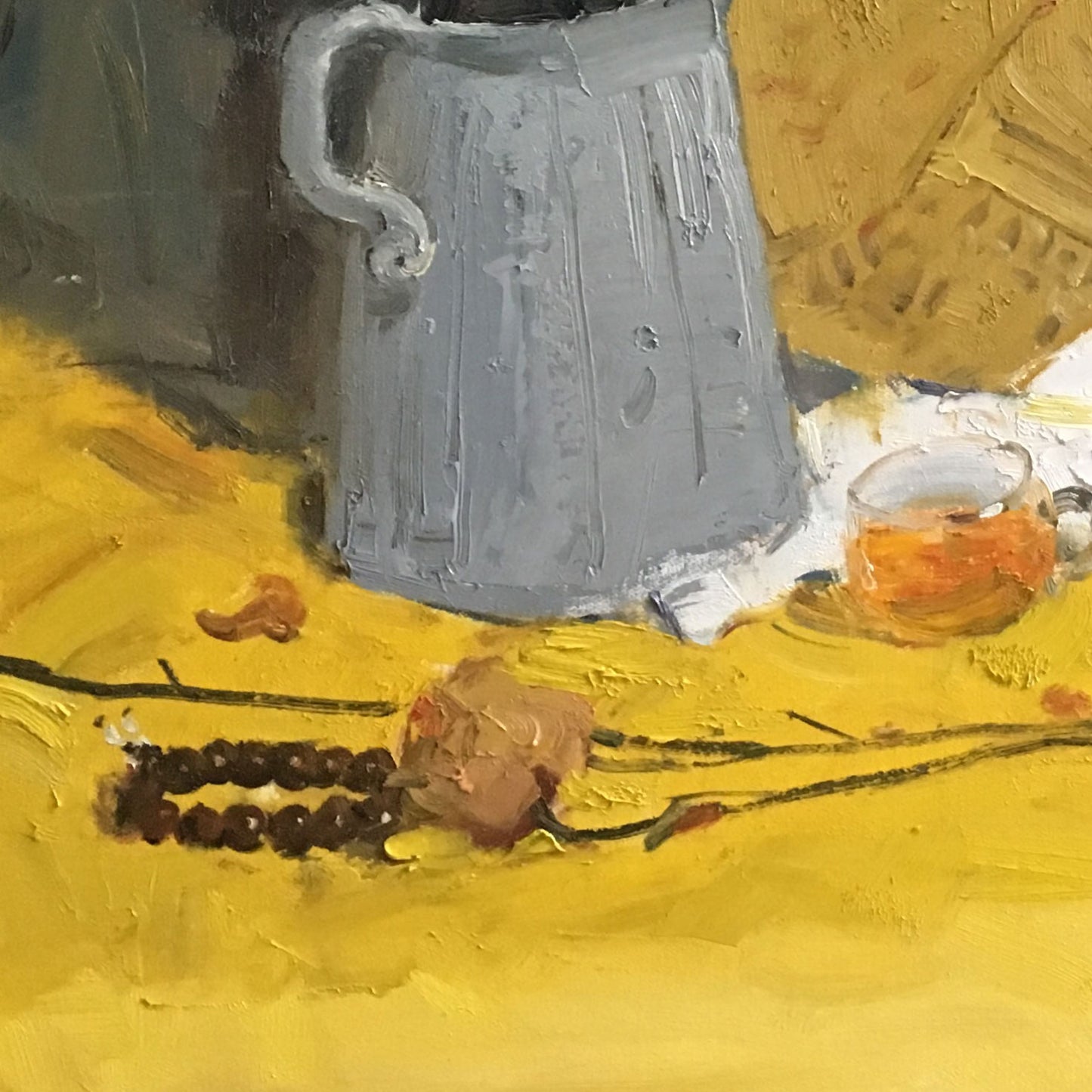 Flowers in a Gray Pitcher | Original Still Life Oil Painting