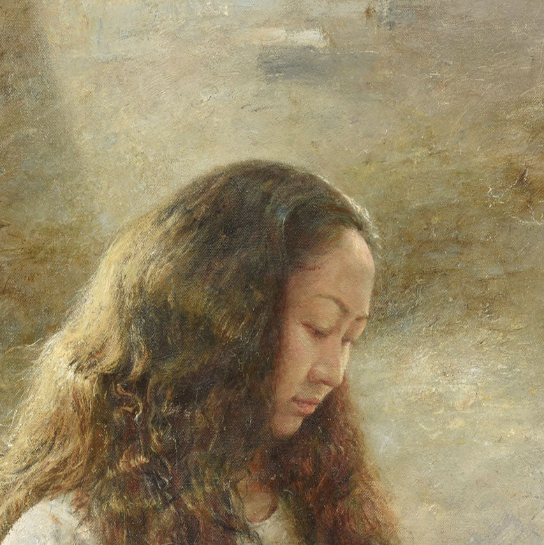 Original Figurative Oil Painting – Quiet Female Figure in Light