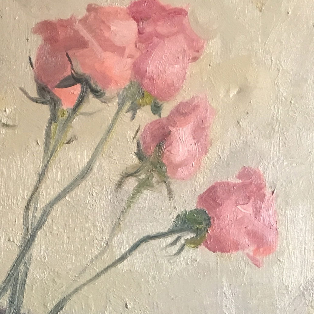 Still Life with Pink Flowers and Lemon | Original Oil Painting