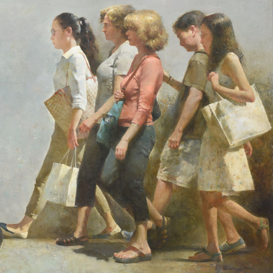 Figures Walking in Light | Original Figurative Oil Painting