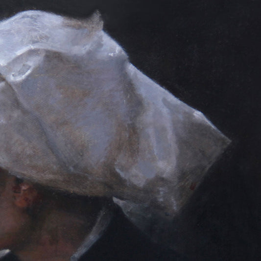 Woman in White Headscarf | Original Figurative Oil Painting