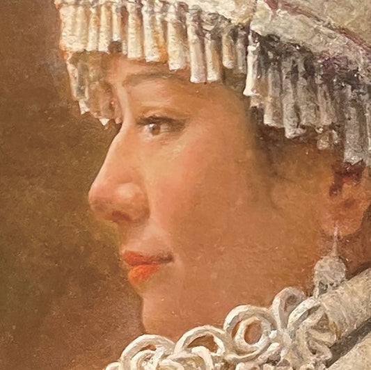 Side Profile in Silver and Red | Original Oil Portrait Painting