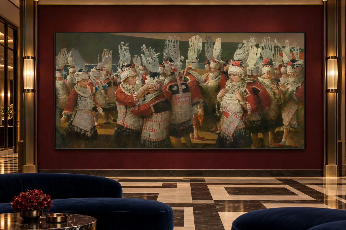 Miao Gathering — Group Figurative Oil Painting