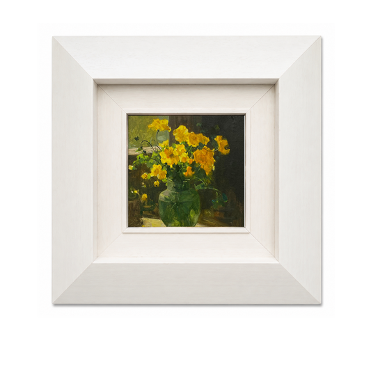 Yellow Flowers Oil Painting (Framed) – Original Botanical Still Life Artwork