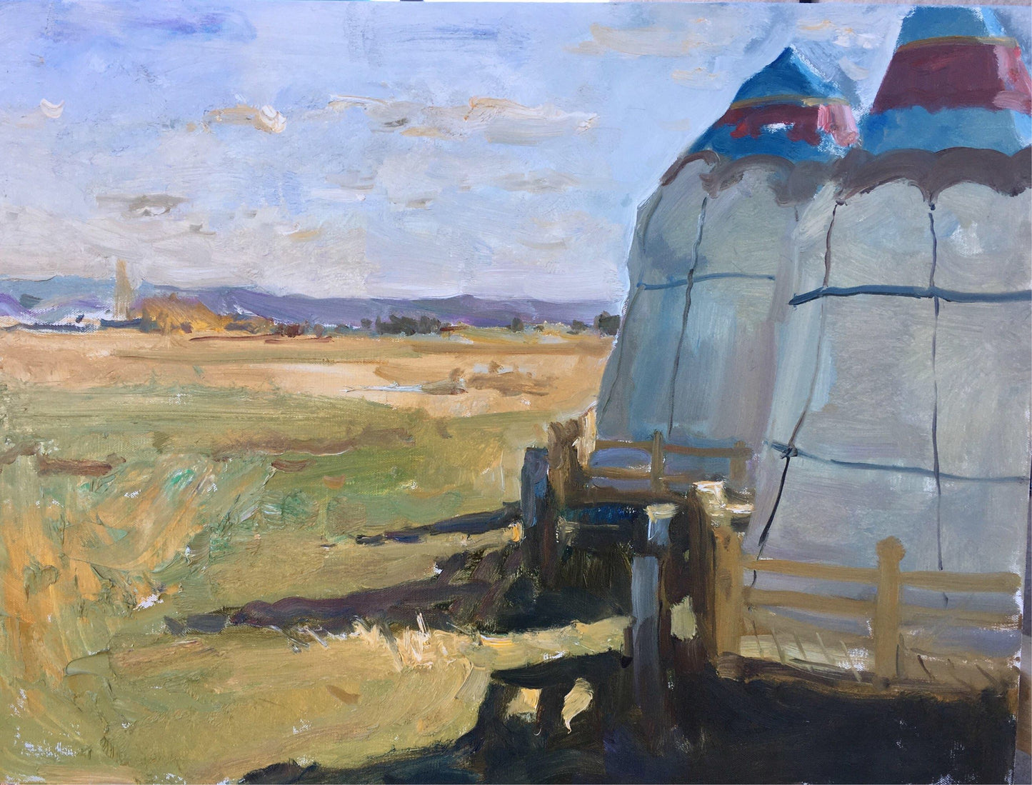 Yurt at the Edge of the Grassland | Original Landscape Oil Painting