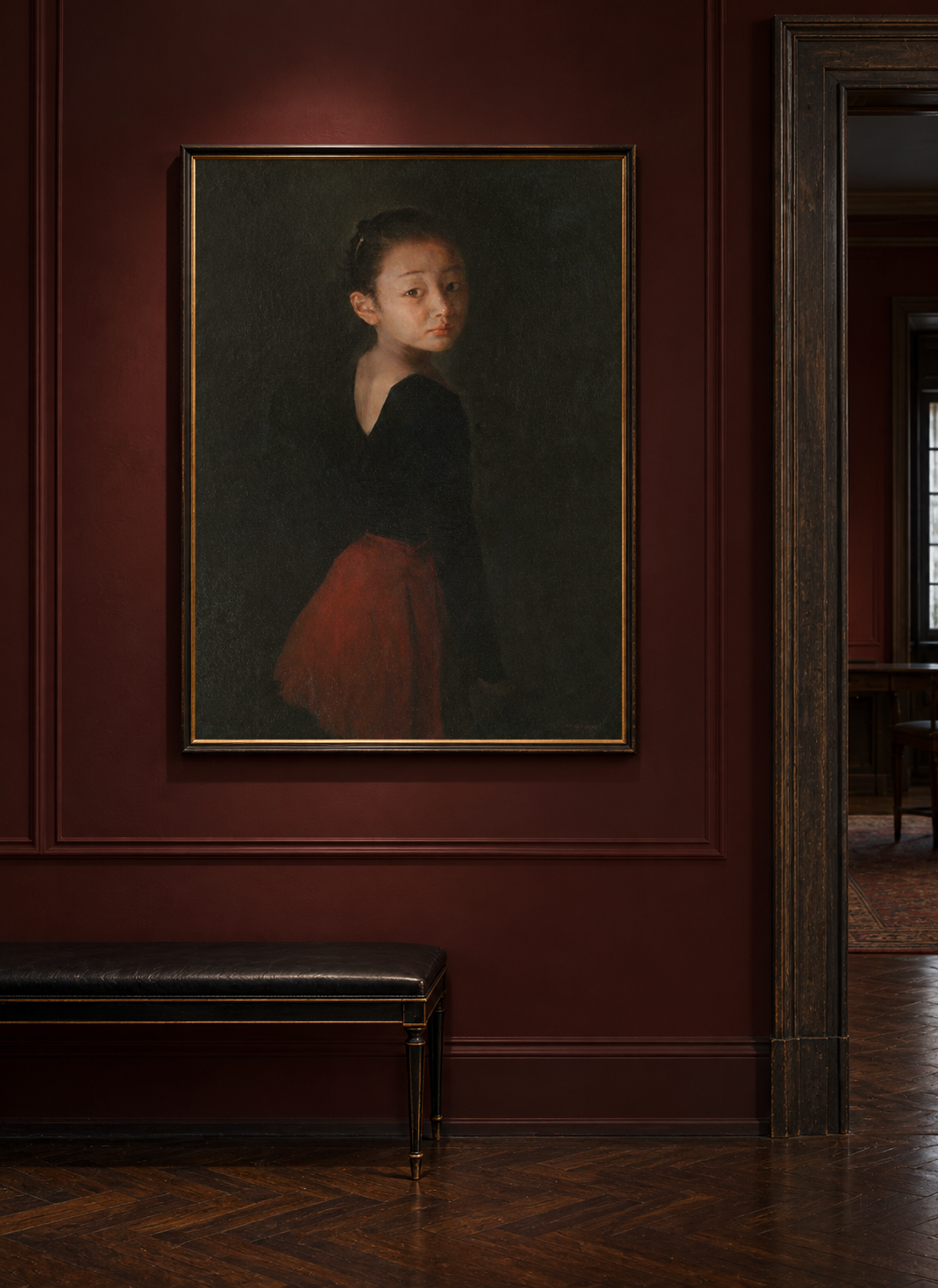 The Turning Gaze – Original Portrait Oil Painting of a Young Dancer by Yang Huaxi