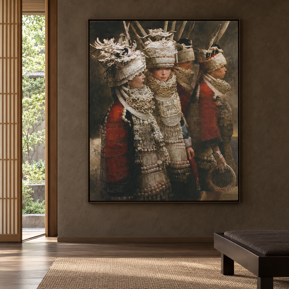 Women in Silver — Miao Women Group Figurative Oil Painting