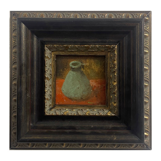 small still life oil painting vase framed original artwork warm tone