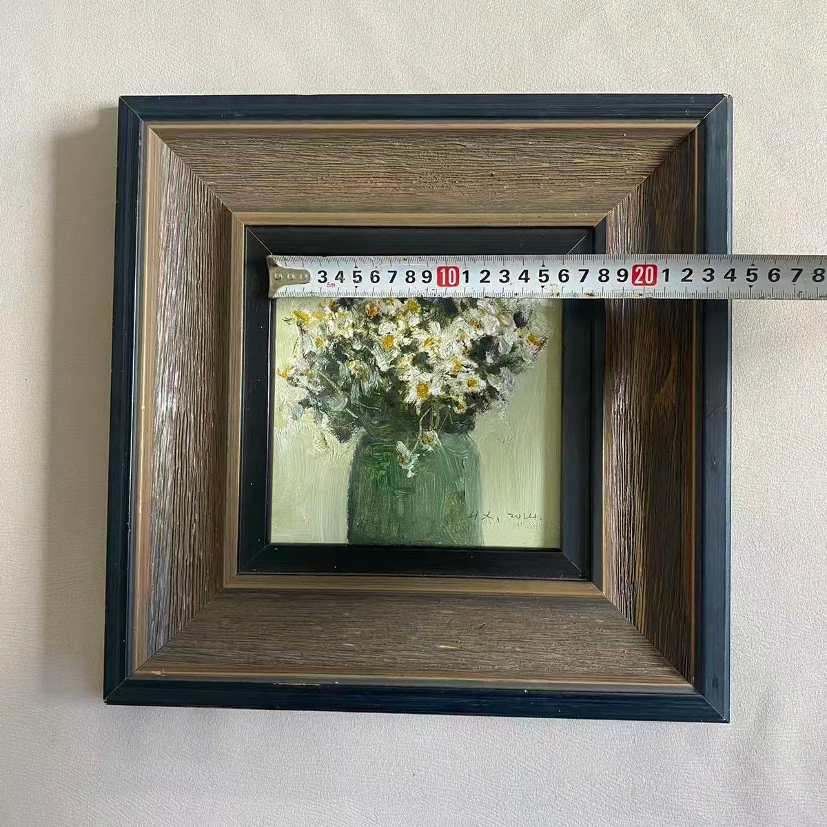 White Daisy Flowers in Glass Vase – Original Flower Oil Painting