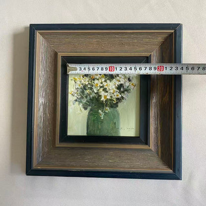 White Daisy Flowers in Glass Vase – Original Flower Oil Painting