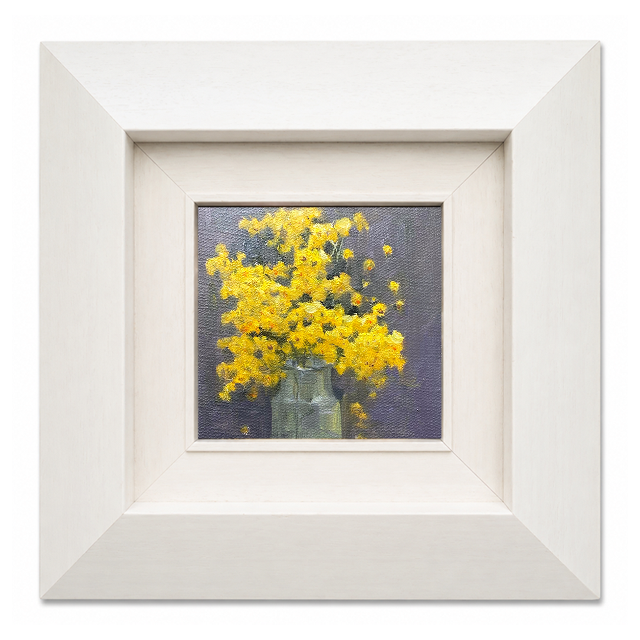Yellow Wildflower Oil Painting – Original Floral Still Life Art