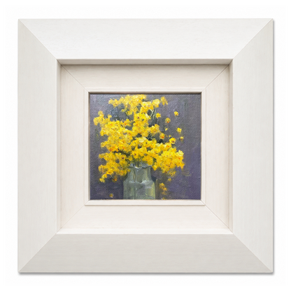 Yellow Wildflower Oil Painting – Original Floral Still Life Art