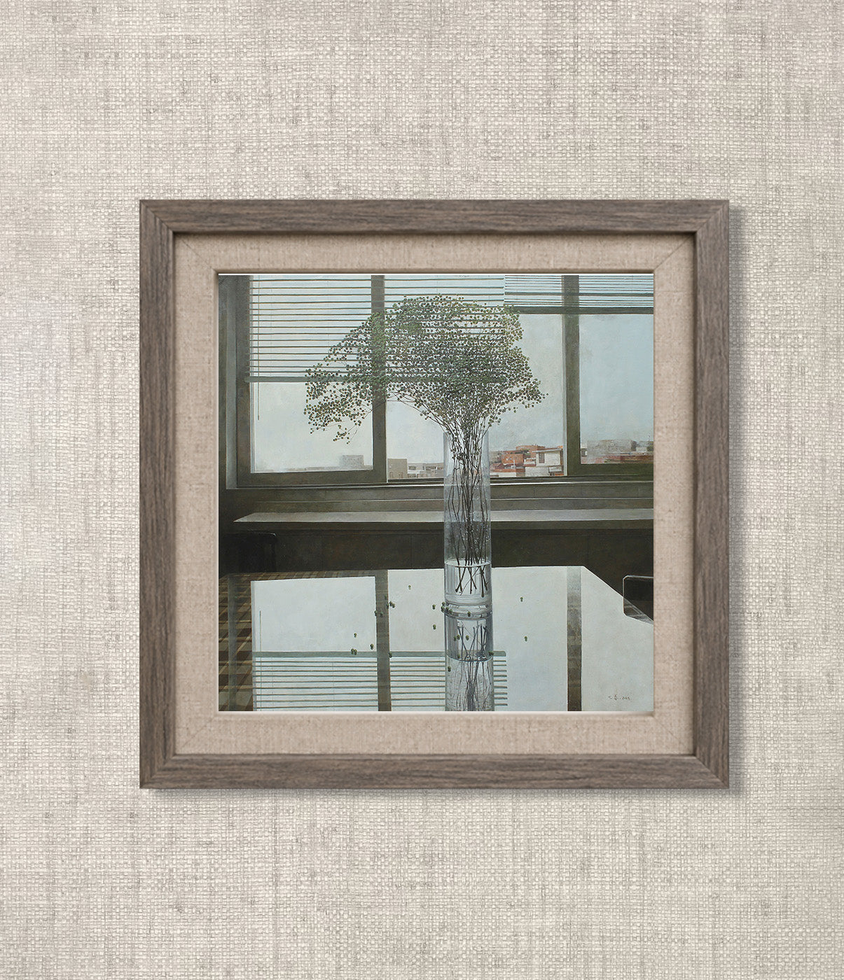 Window Still Life with Reflection | Baby’s Breath Oil Painting
