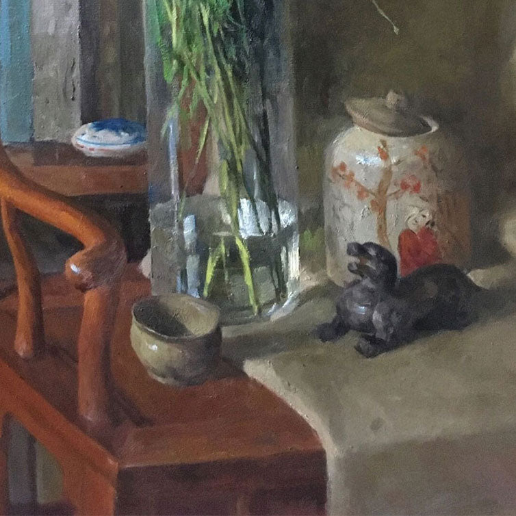 Blue Wildflowers in Studio Setting | Original Oil Painting