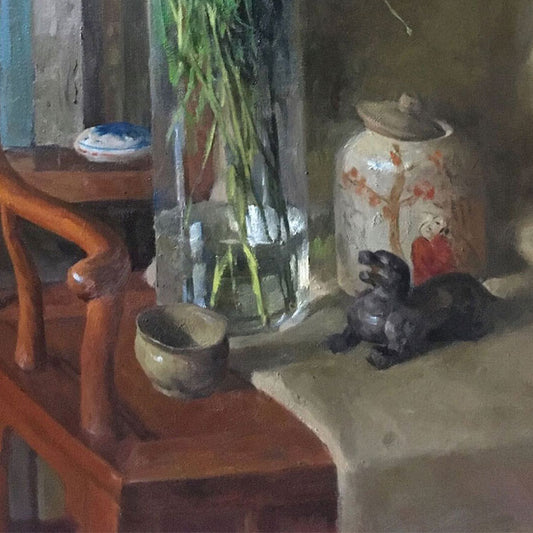 Blue Wildflowers in Studio Setting | Original Oil Painting