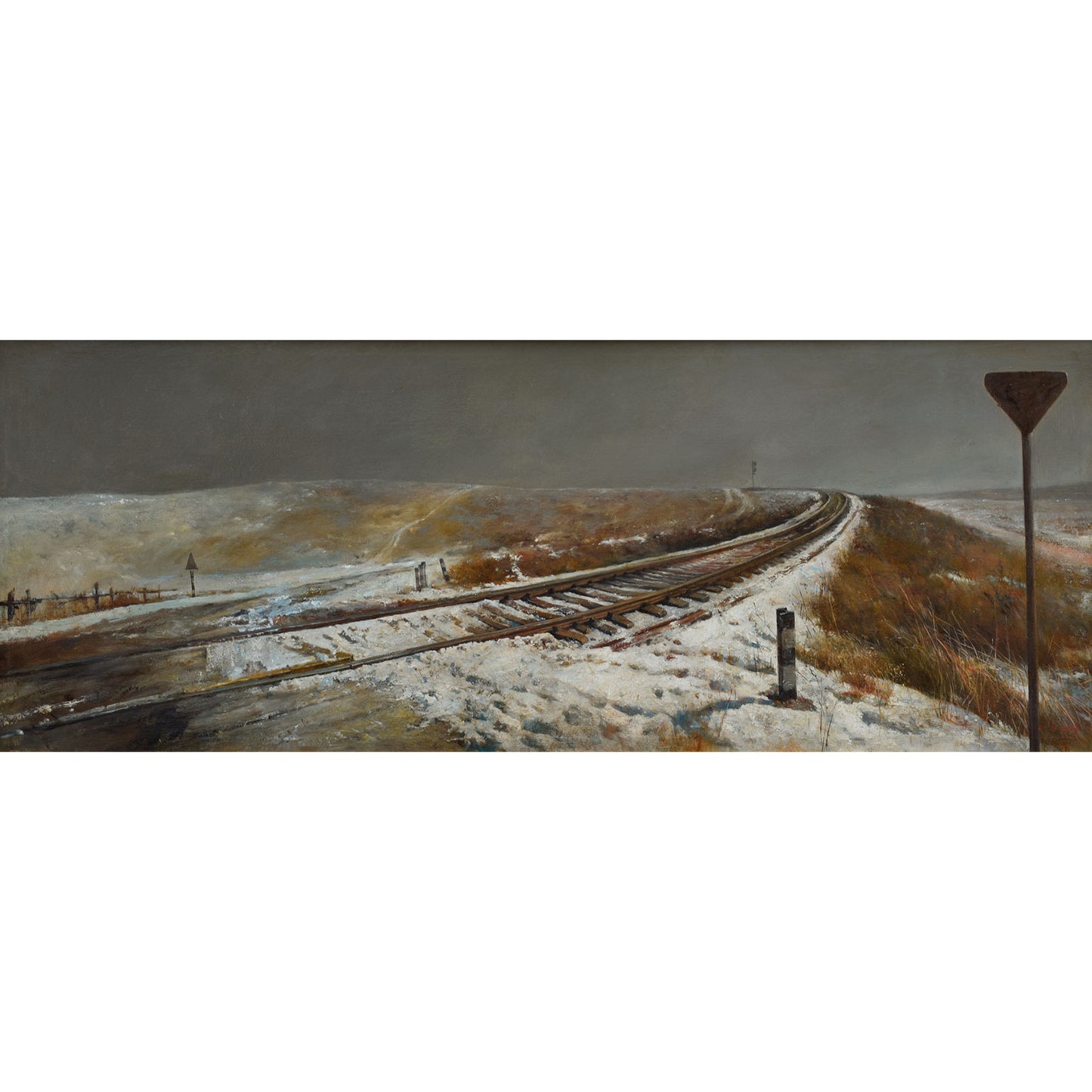 Winter Railway in Snow | Original Landscape Oil Painting