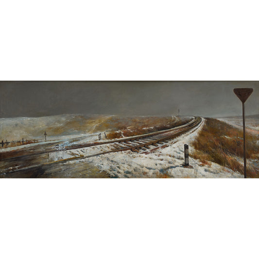 Winter Railway in Snow | Original Landscape Oil Painting