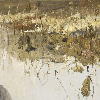 Original Marsh Landscape Oil Painting – Wetland Reeds Wall Art
