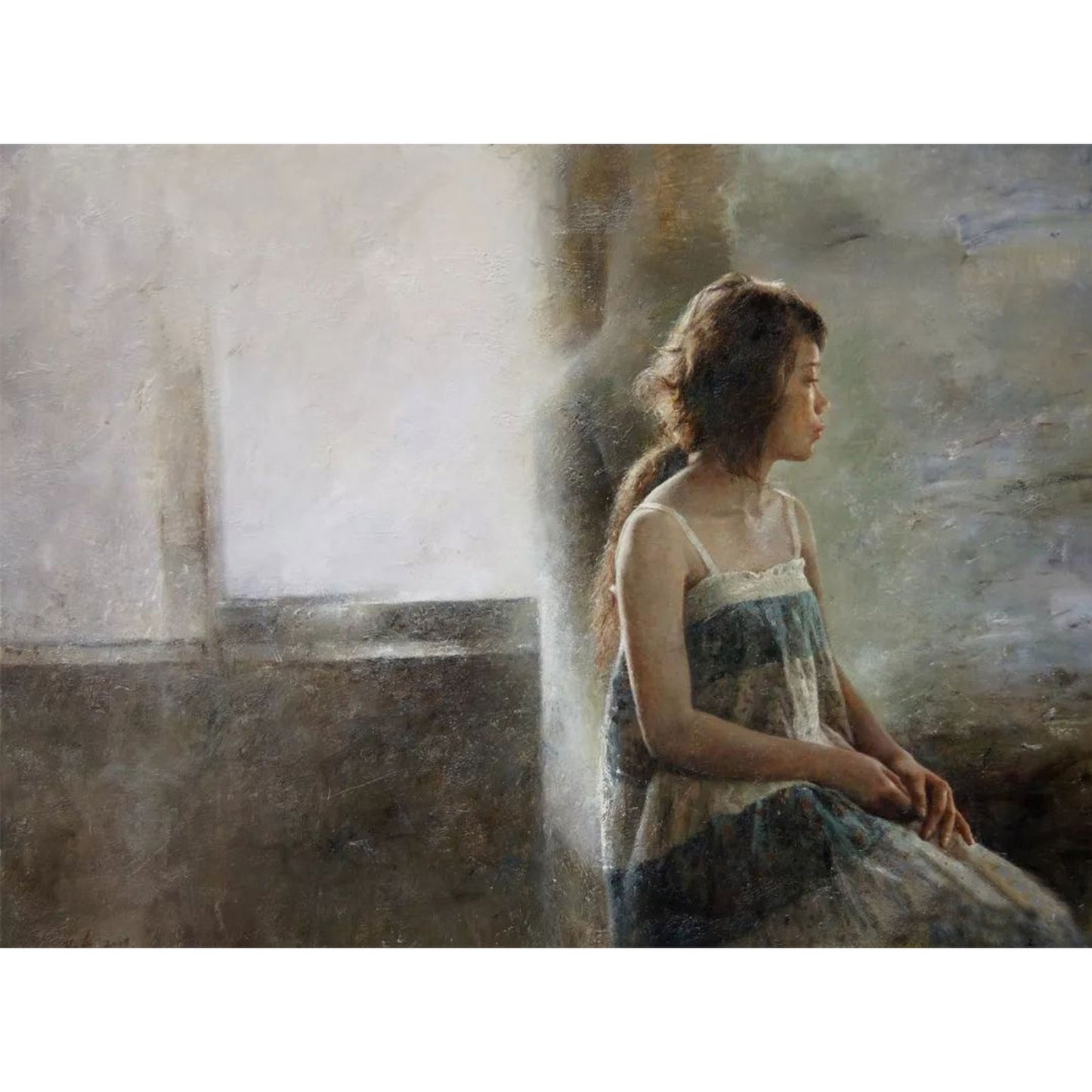 Woman by the Window in Soft Light | Original Figurative Oil Painting