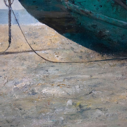 Beached Fishing Boat | Original Coastal Oil Painting