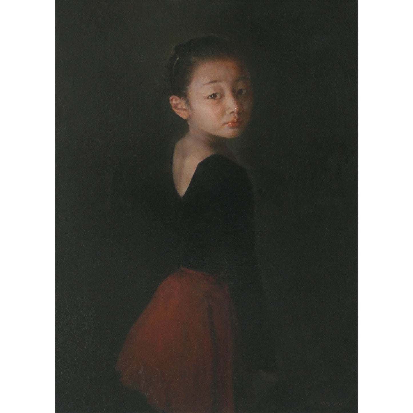 Young Dancer in Black and Red | Original Figurative Oil Painting