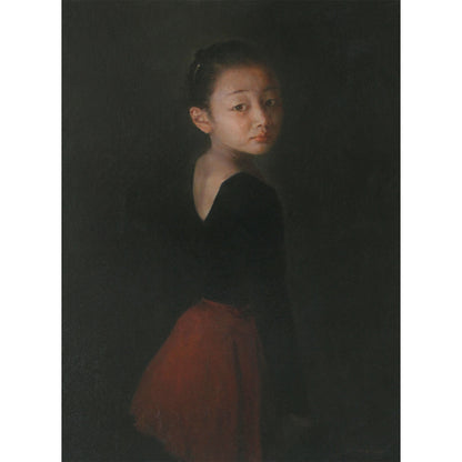 Young Dancer in Black and Red | Original Figurative Oil Painting