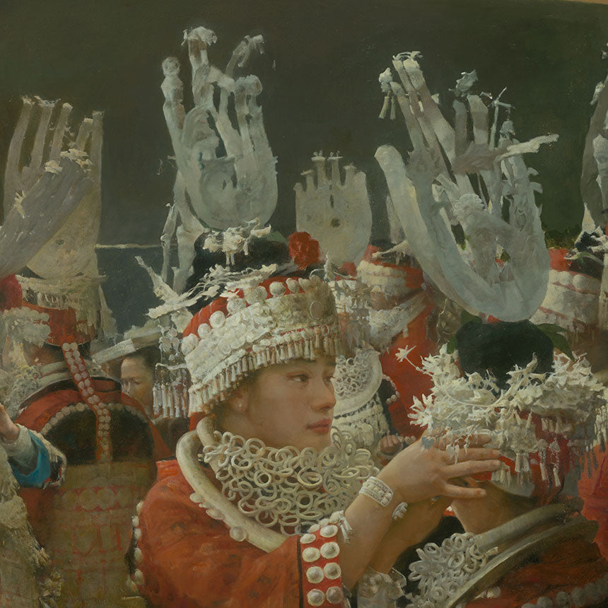 Miao Gathering — Group Figurative Oil Painting