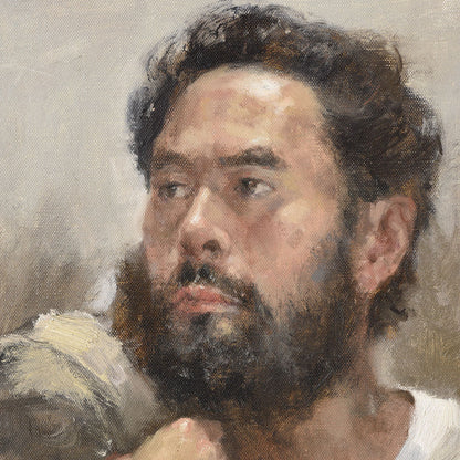 Original Male Portrait Oil Painting – Expressive Figurative Wall Art