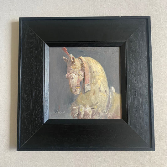 Old Horse Painting – Original Animal Oil Painting 20 × 20 cm