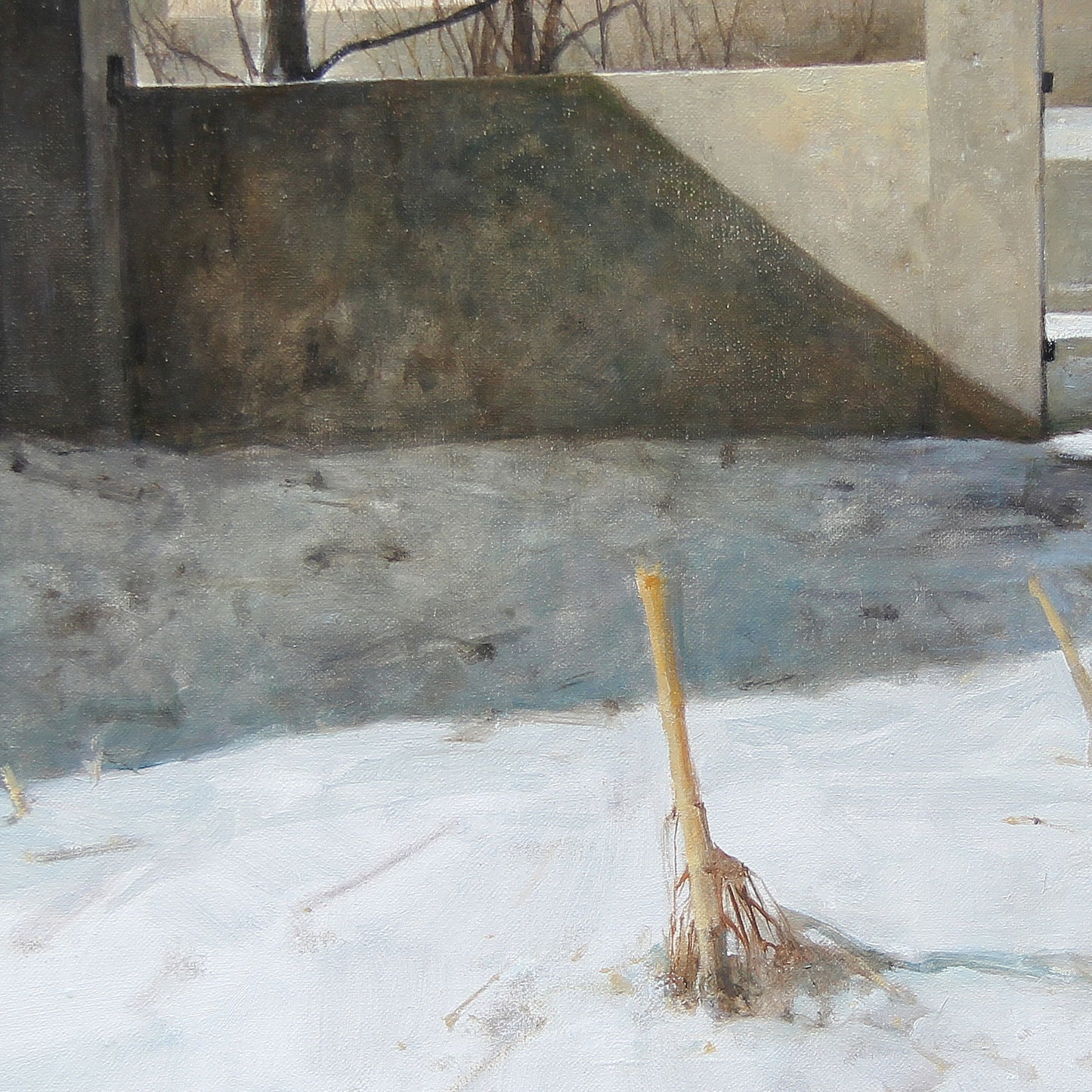 Winter Landscape with Concrete Structure | Original Oil Painting