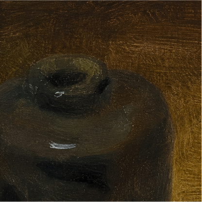 Round Black Pot — Original Still Life Oil Painting