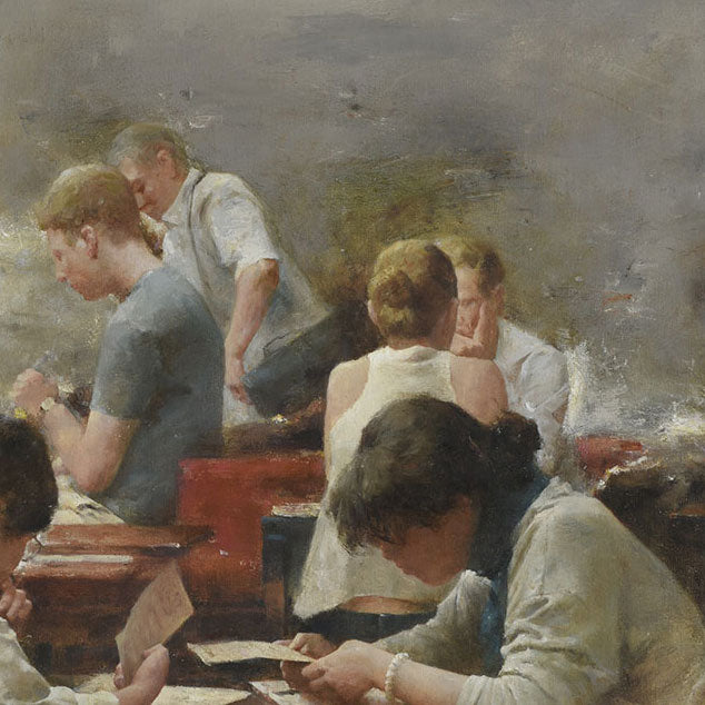 Original Figurative Oil Painting – Afternoon Light Social Scene Wall Art