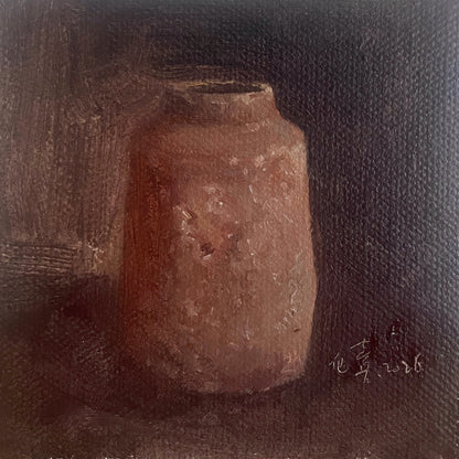 Things That Remain No.03 — Original Oil Painting of an Aged Ceramic Vessel