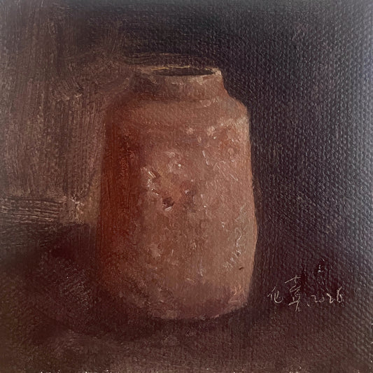 Things That Remain No.03 — Original Oil Painting of an Aged Ceramic Vessel
