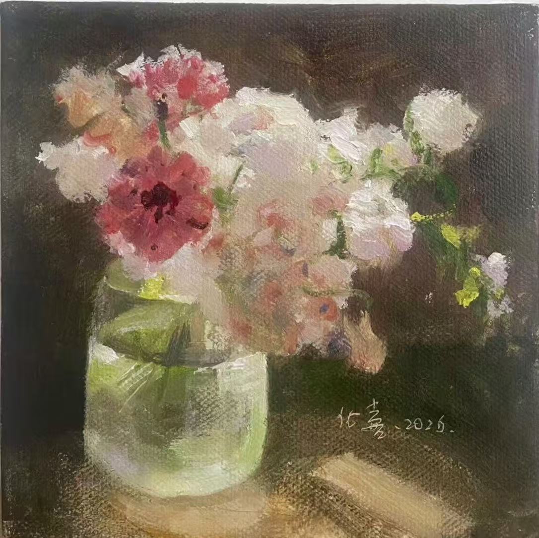 Quiet Flowers No.05 — Original Oil Painting of Flowers in Light