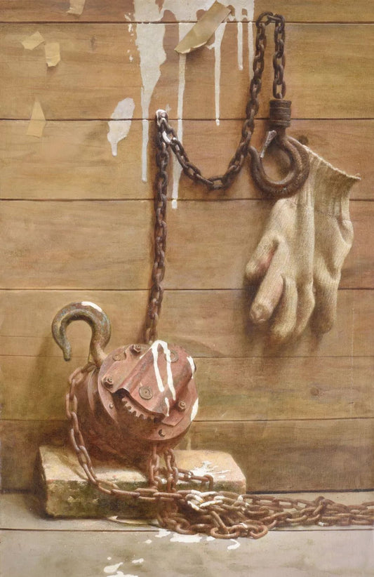 Study of Time, Weight, and Trace | Original Industrial Still Life Oil Painting