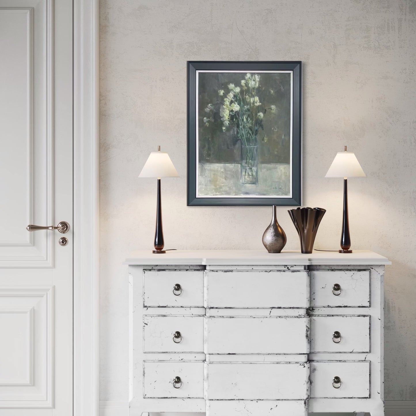 White Flowers in a Glass Vase