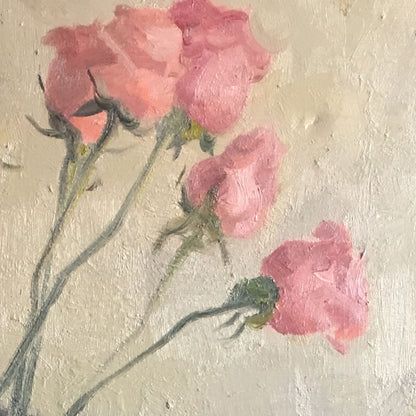 Still Life with Pink Flowers and Lemon | Original Oil Painting