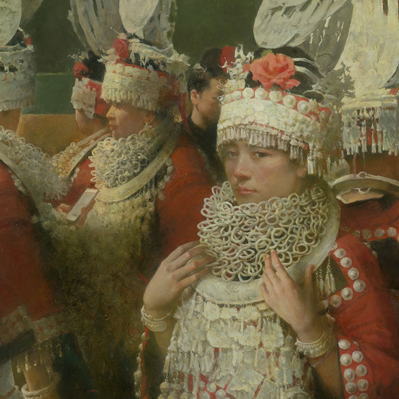 Miao Gathering — Group Figurative Oil Painting