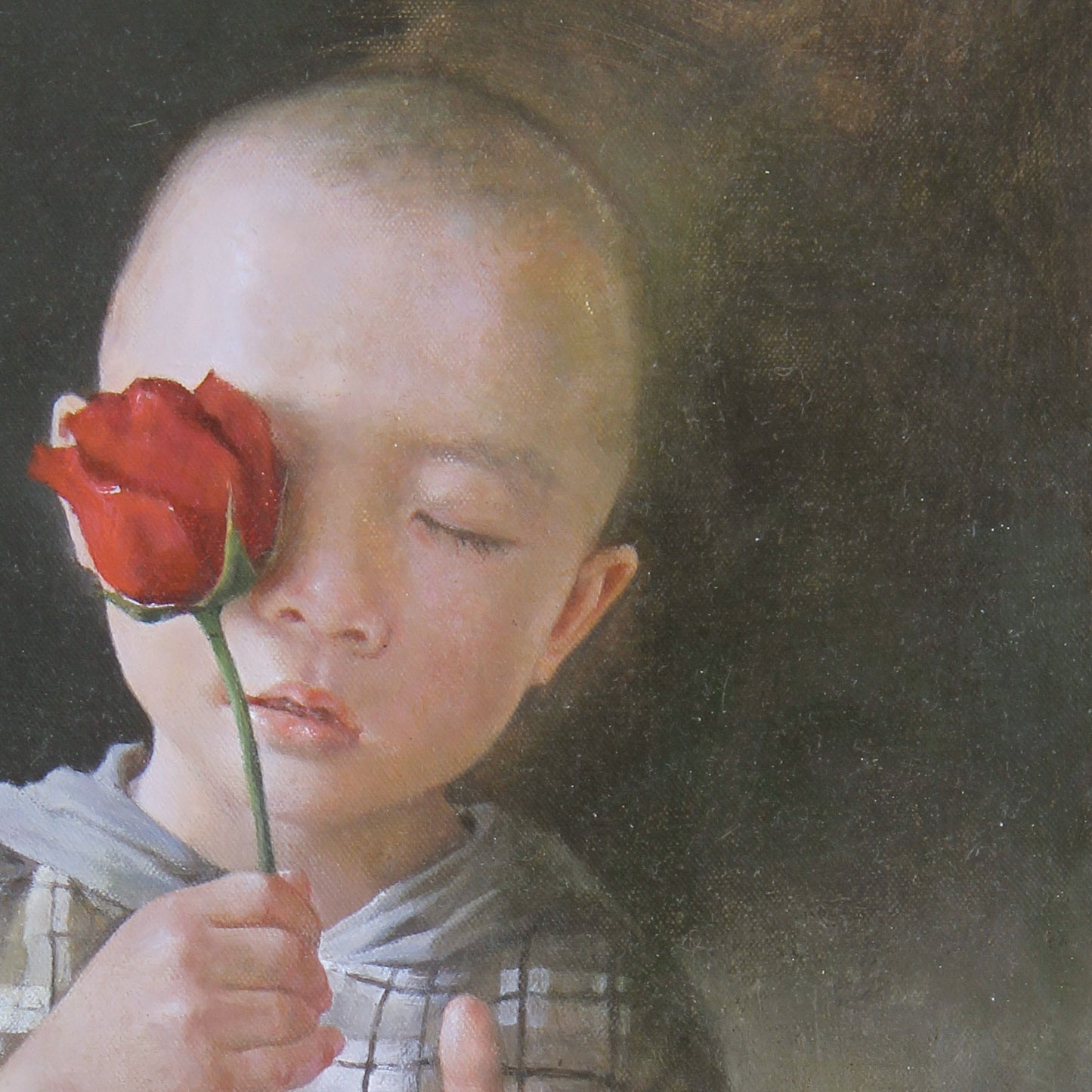 Child with a Red Rose | Original Oil Portrait Painting