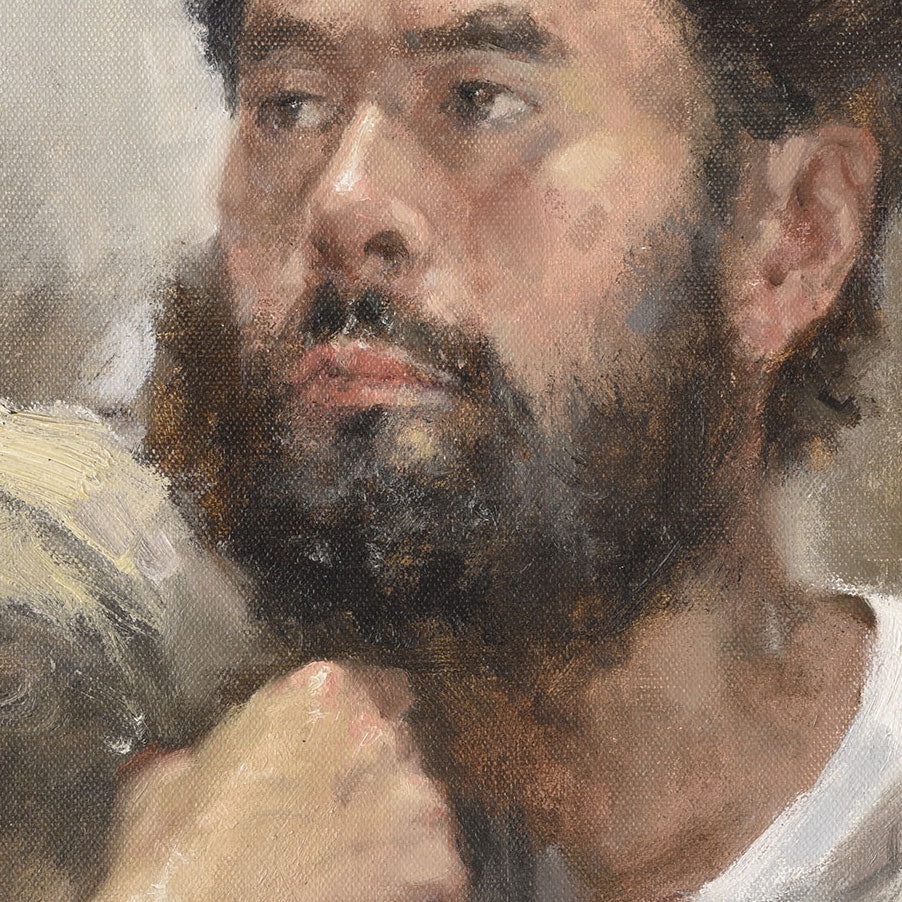 Original Male Portrait Oil Painting – Expressive Figurative Wall Art