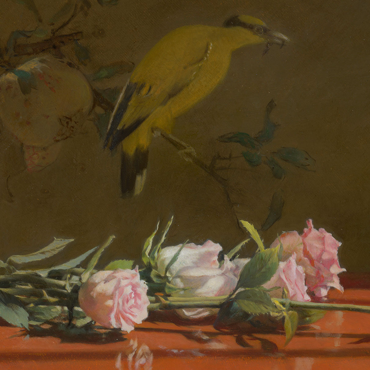 Bird with Roses Still Life | Original Oil Painting
