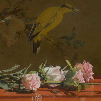 Bird with Roses Still Life | Original Oil Painting