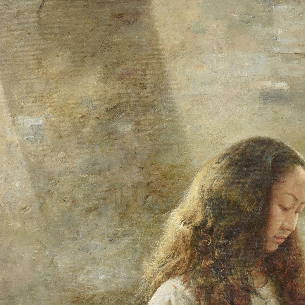 Original Figurative Oil Painting – Quiet Female Figure in Light