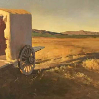 Original Oil Painting of a Wagon in Golden Fields – Rustic Landscape Wall Art