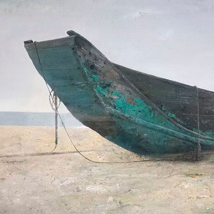 Beached Fishing Boat | Original Coastal Oil Painting