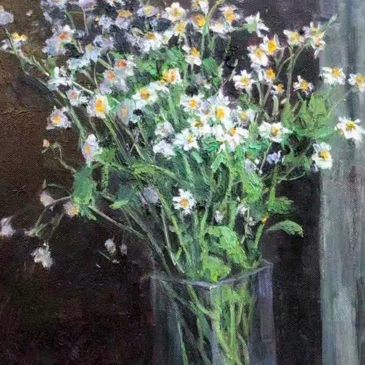 Window Still Life with Daisies | Original Oil Painting
