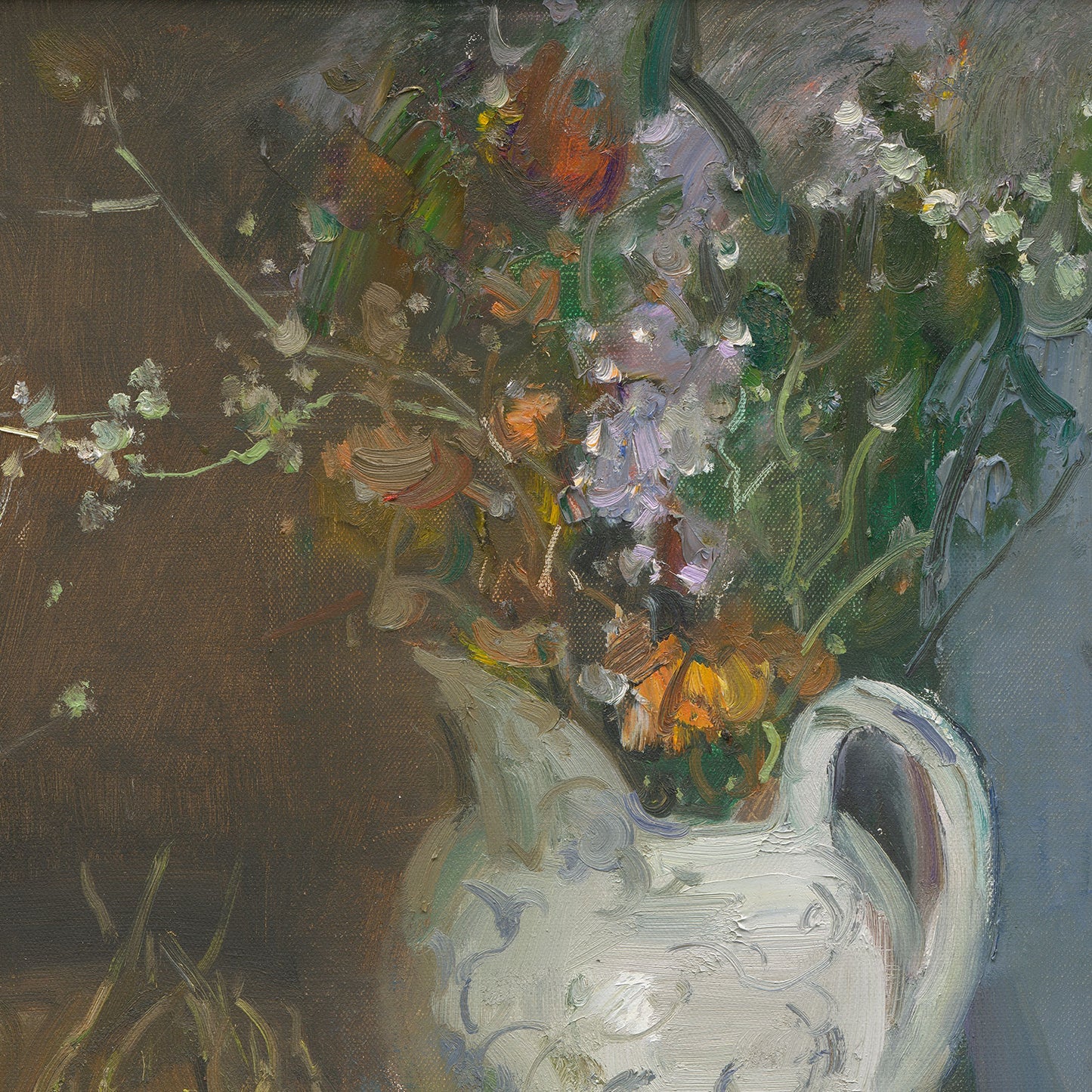 Flowers and Yellow Fruit on Table | Original Oil Painting