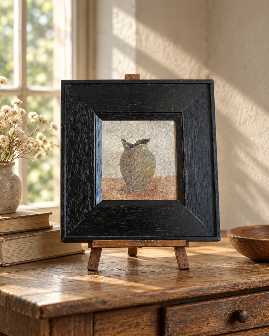Dark Earthenware — Original Still Life Oil Painting